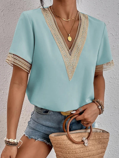 Davina | Chic Blouse Featuring Exquisite Lace Accents