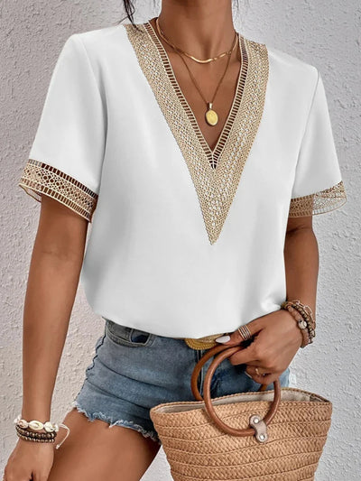 Davina | Chic Blouse Featuring Exquisite Lace Accents