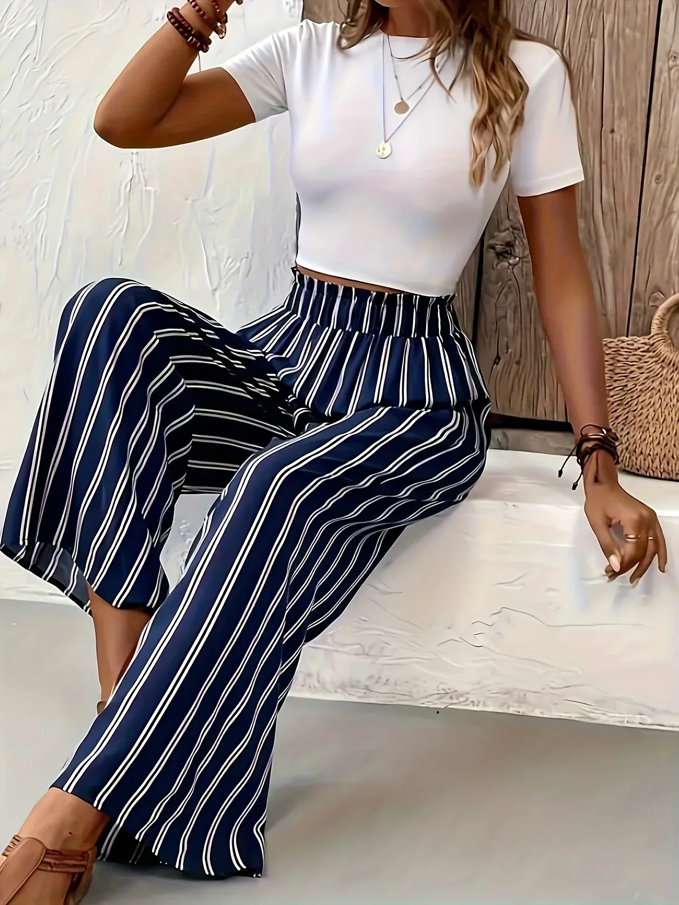Abby | Chic Striped Wide-Leg Trousers