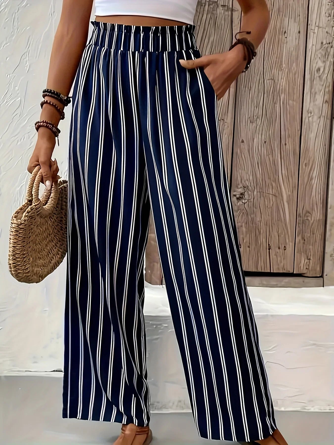 Abby | Chic Striped Wide-Leg Trousers