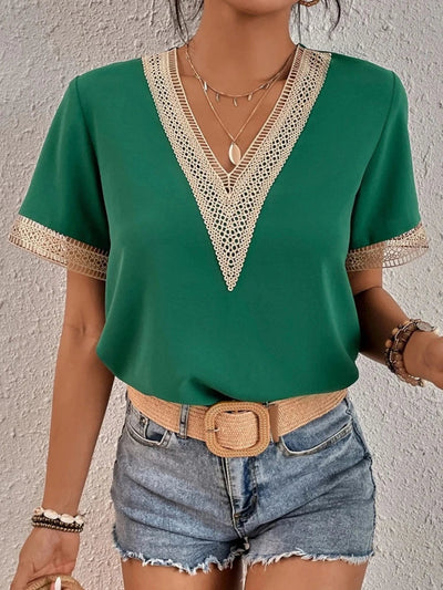 Davina | Chic Blouse Featuring Exquisite Lace Accents