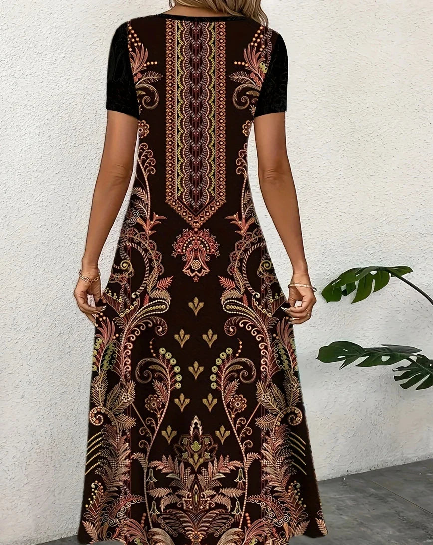 Ebony | Lightweight Dress Featuring Artistic Print