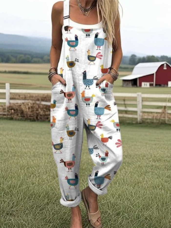 Tilda | Chicken Print Dungarees