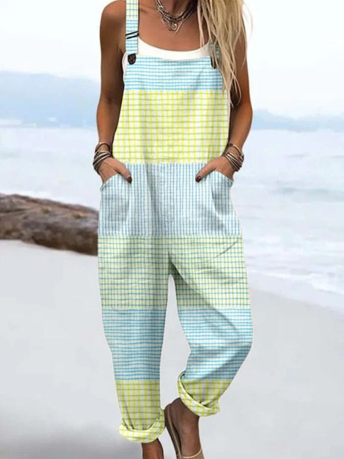 Robinson Luxe House | Vintage Abstract Geometric Art Jumpsuit for Women with Geometric Lines