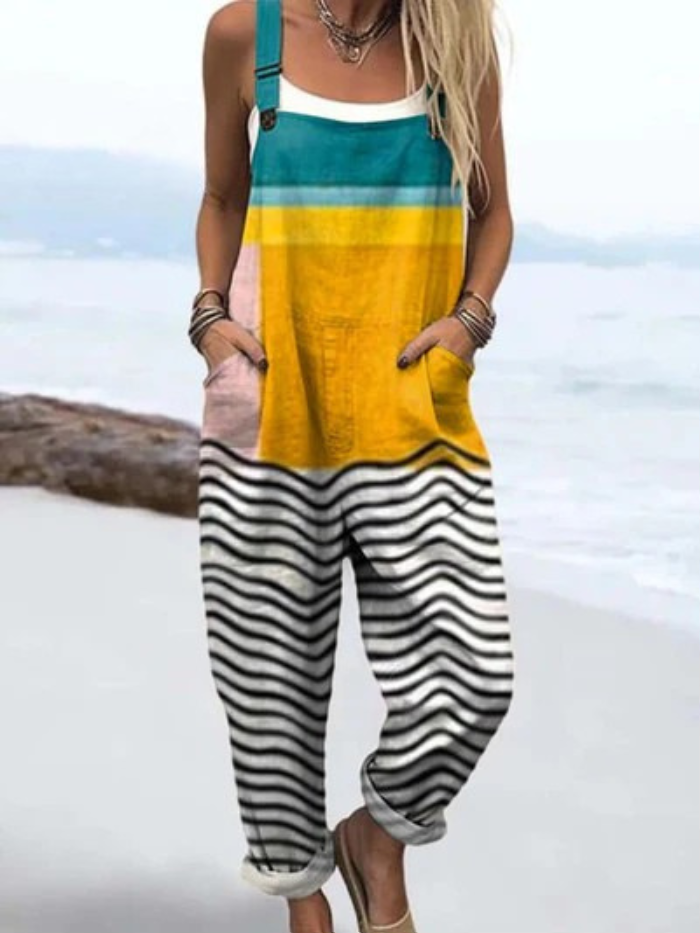 Robinson Luxe House | Art-Inspired Geometric Print Jumpsuit for Women – Wide-Leg & Effortless