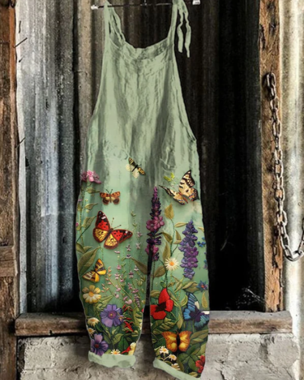 Floral Butterfly Dungarees for Women - Comfort and Elegance