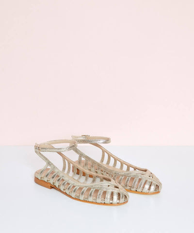 GIADA | Elegant woven ballet flats with ankle strap for a sophisticated style