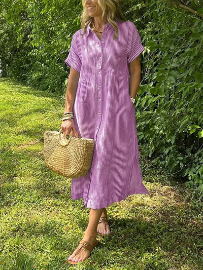 Reeta | Striped Shirt Dress with Pockets