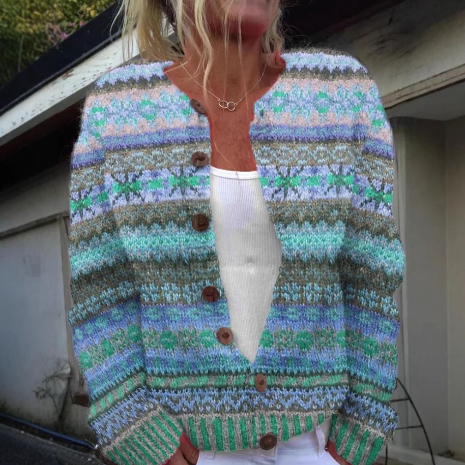 Lotte | Printed Blue Cardigan