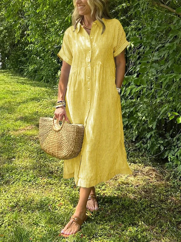 Reeta | Striped Shirt Dress with Pockets