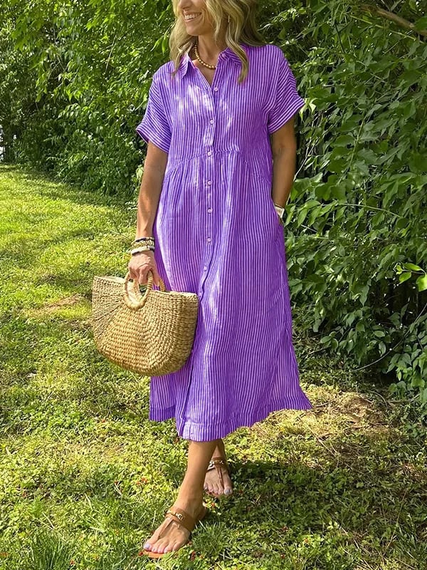 Reeta | Striped Shirt Dress with Pockets