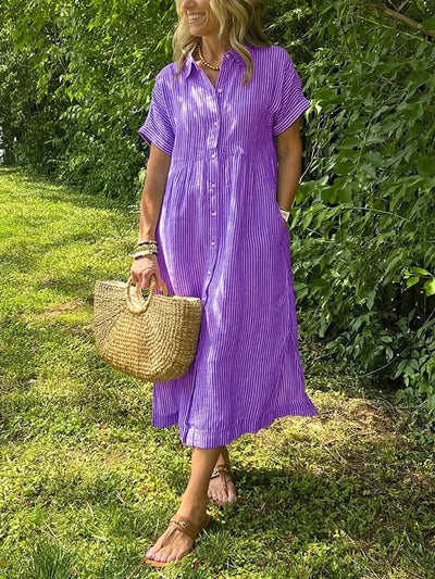 Reeta | Striped Shirt Dress with Pockets