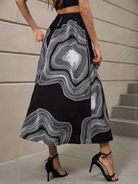 Sylvie | Chic Midi Skirt Featuring Artistic Print