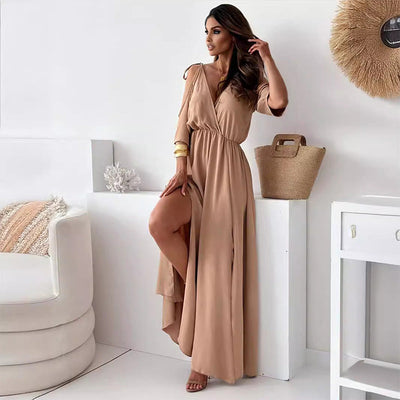 Chloe | Trendy Slit Skirt V-Neck Maxi Dress