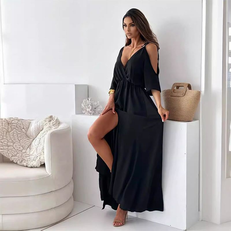 Chloe | Trendy Slit Skirt V-Neck Maxi Dress