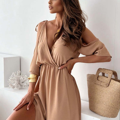 Chloe | Trendy Slit Skirt V-Neck Maxi Dress